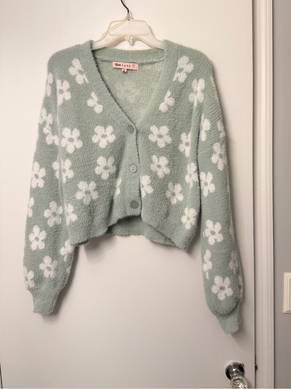 Crave Fame Floral Mint Cardigan